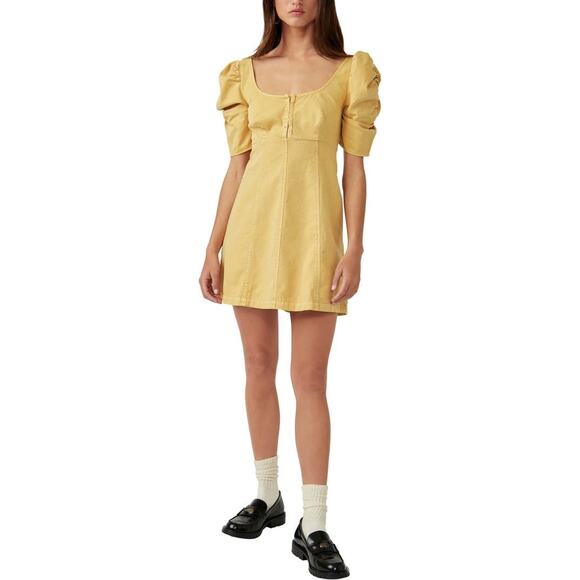 NWT Free People Cheyenne Denim Dress in Sand Dune - Small - Picture 2 of 10